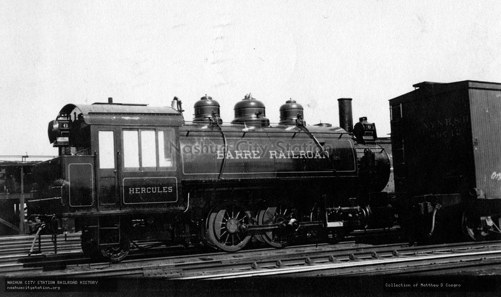 Postcard: Barre Railroad #6, "Hurcules", built by Baldwin (#37527) in 1912, seen at Communipaw, New Jersey